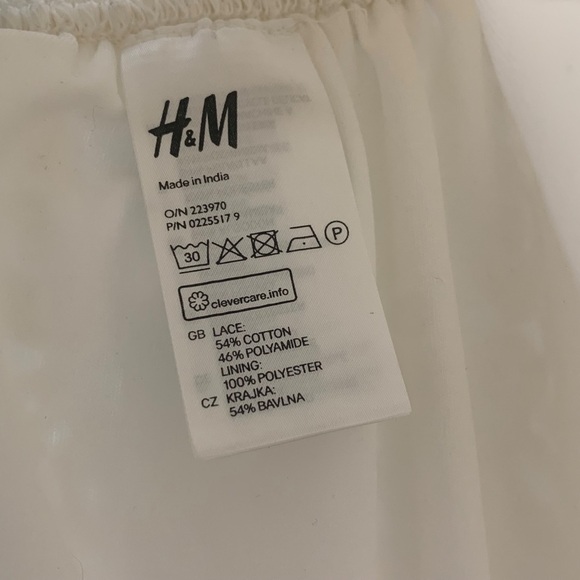 H&m Ivory Cream Lace A-Line Skirt Elastic Stretch Modest Chic Midi Skirt Size 4 - Picture 12 of 13